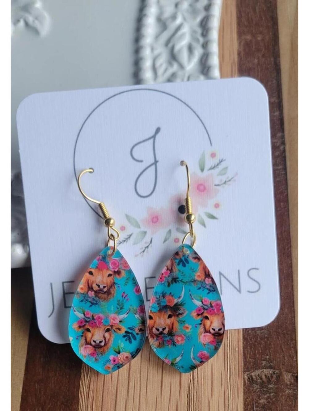 JEMdesigns by Jessica  Highland Cow Earrings